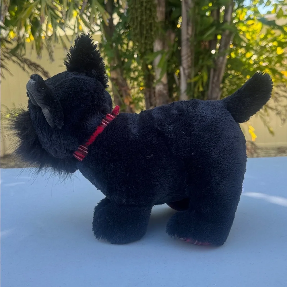 Pier One 1 Imports Black Scotty Dog Schnauzer PADEN Plush Plaid Paws NWT
